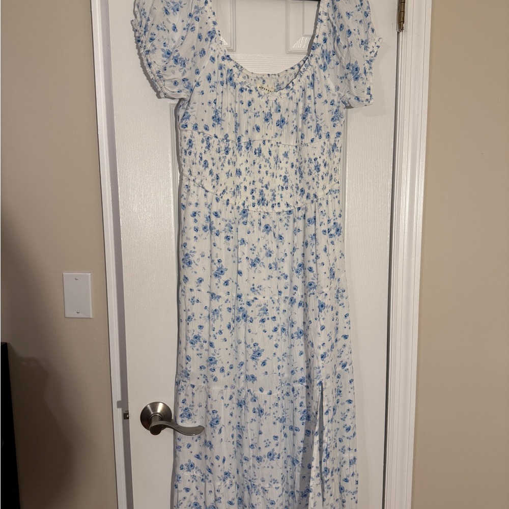 Aeropostale Floral Blue and White Maxi Dress